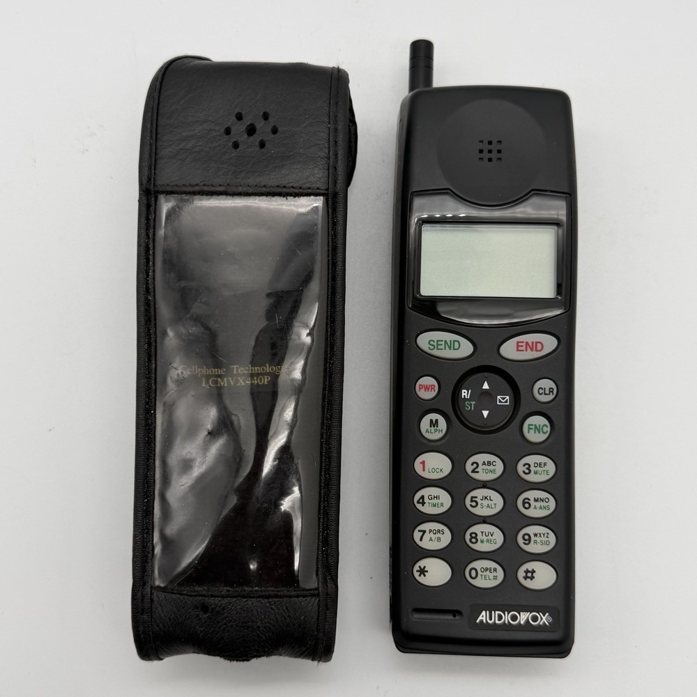 Vintage Audiovox MVX-440 Brick Cell Phone Battery Leather Case Untested